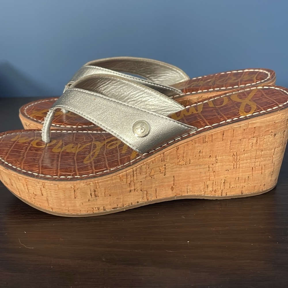 Sam Edelman Silver Wedge Sandals
